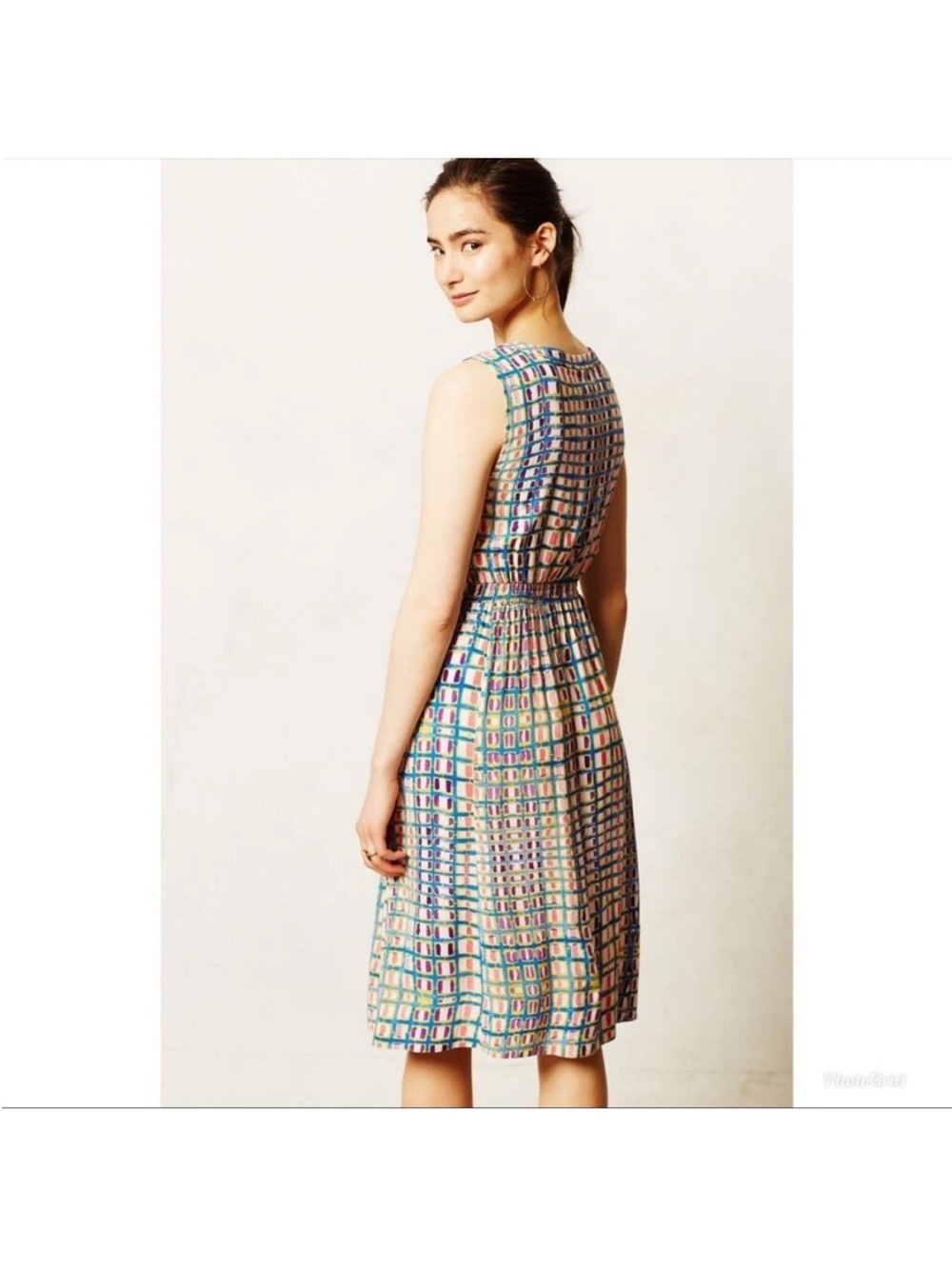 Tracy Reese Multicolor Geometric Sleeveless Midi Dress